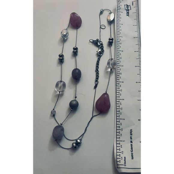 PRETTY GRAY AND PINK STONE BEAD NECKLACE - Picture 3 of 8